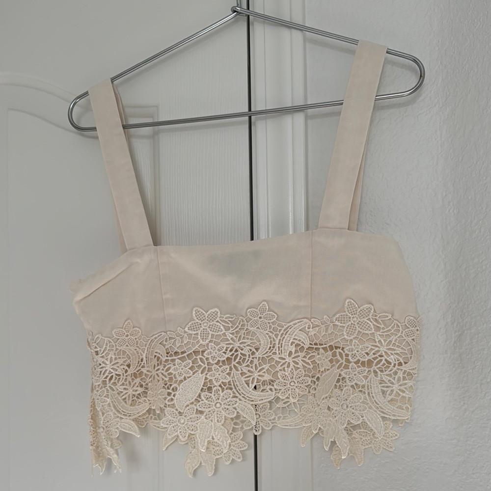 Cream Lace Crop Top